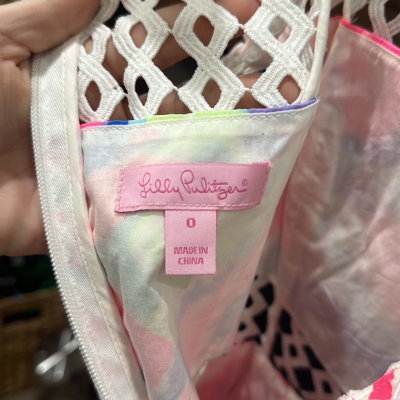 🦄🦄Lilly Pulitzer Dee Shift Cutout Dress Resort White Geo Lattice Lac Sz 0🦄🦄 - Picture 6 of 6